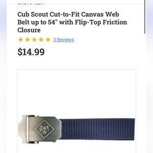 Cub Scout Cut-to-Fit Canvas Web Belt up to 54" with Flip-Top Friction closure